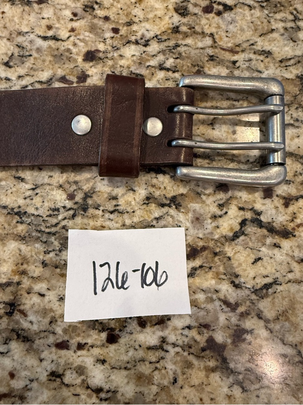 Old Navy brown genuine leather belt silver buckle SZ M - Picture 10 of 11